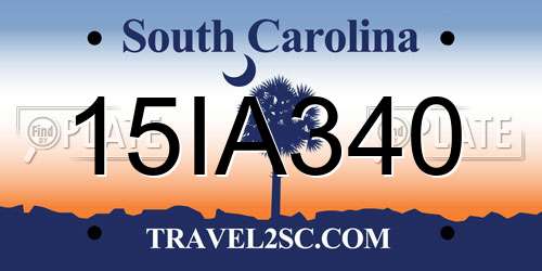15IA340 South Carolina License Plate