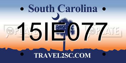 15IE077 South Carolina License Plate