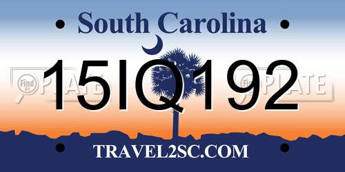 15IQ192 South Carolina License Plate