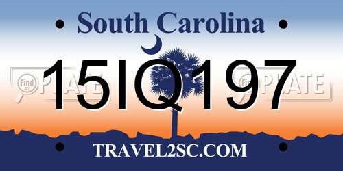 15IQ197 South Carolina License Plate