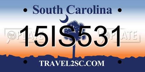 15IS531 South Carolina License Plate