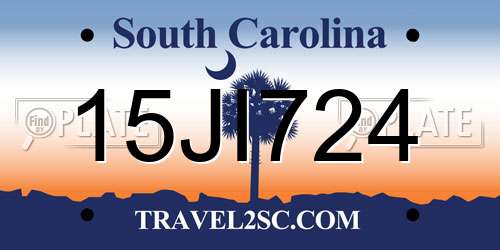 15JI724 South Carolina License Plate