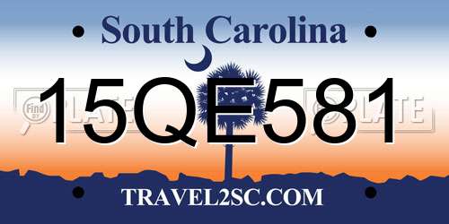 15QE581 South Carolina License Plate