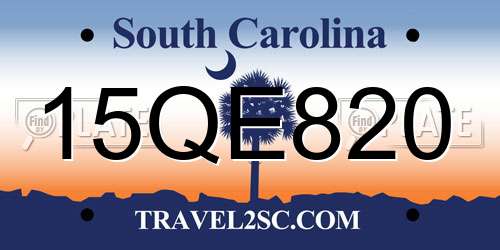 15QE820 South Carolina License Plate