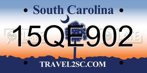 15QE902 South Carolina License Plate