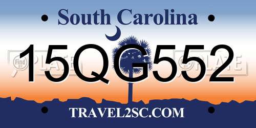 15QG552 South Carolina License Plate