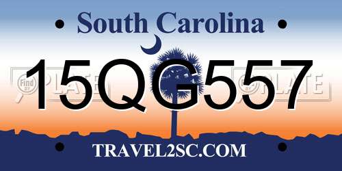 15QG557 South Carolina License Plate