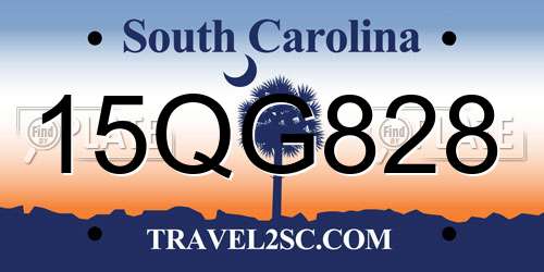15QG828 South Carolina License Plate