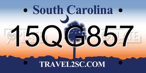 15QG857 South Carolina License Plate