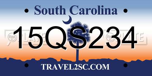 15QS234 South Carolina License Plate