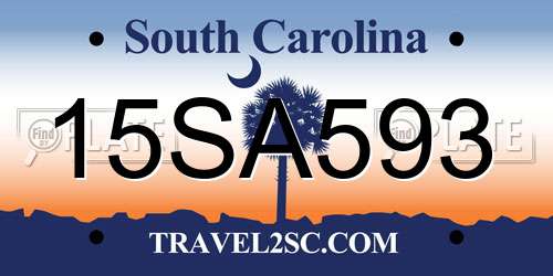 15SA593 South Carolina License Plate