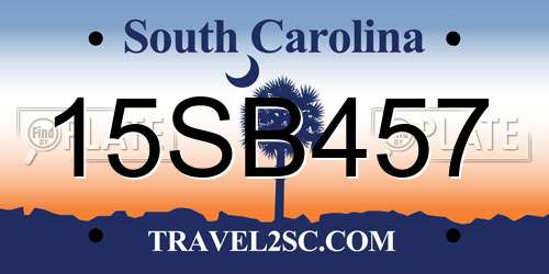 15SB457 South Carolina License Plate