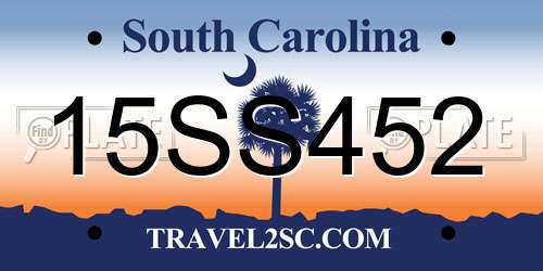 15SS452 South Carolina License Plate