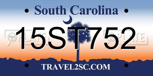 15ST752 South Carolina License Plate