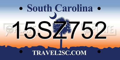 15SZ752 South Carolina License Plate