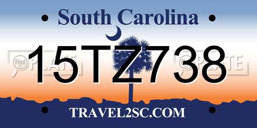 15TZ738 South Carolina License Plate