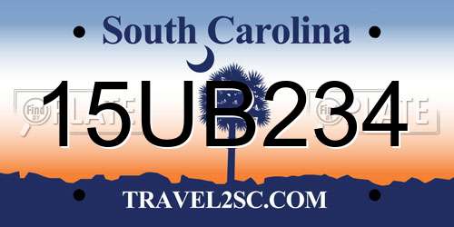 15UB234 South Carolina License Plate