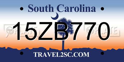 15ZB770 South Carolina License Plate