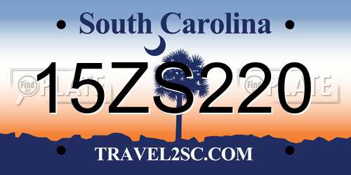 15ZS220 South Carolina License Plate
