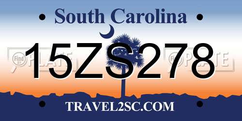15ZS278 South Carolina License Plate