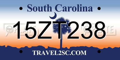 15ZT238 South Carolina License Plate