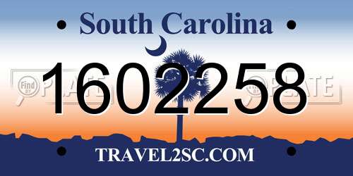1602258 South Carolina License Plate