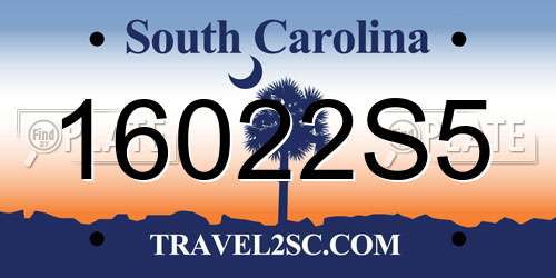 16022S5 South Carolina License Plate