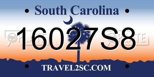 16027S8 South Carolina License Plate