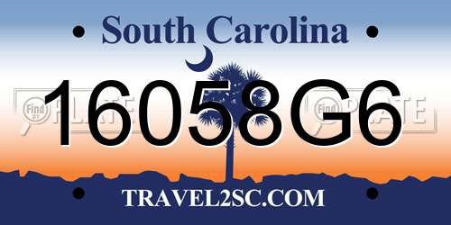 16058G6 South Carolina License Plate