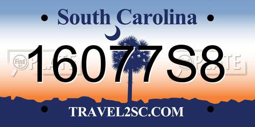 16077S8 South Carolina License Plate