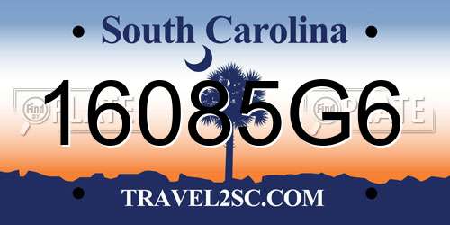 16085G6 South Carolina License Plate