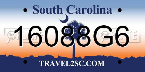 16088G6 South Carolina License Plate