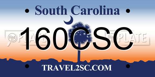 160CSC South Carolina License Plate