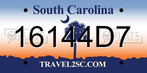 16144D7 South Carolina License Plate