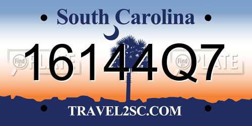 16144Q7 South Carolina License Plate