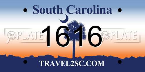 1616 South Carolina License Plate