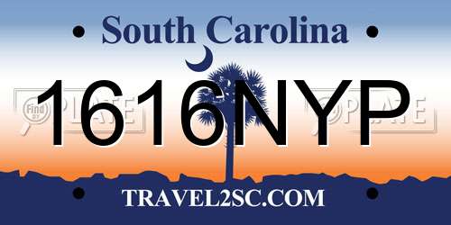 1616NYP South Carolina License Plate