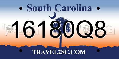 16180Q8 South Carolina License Plate