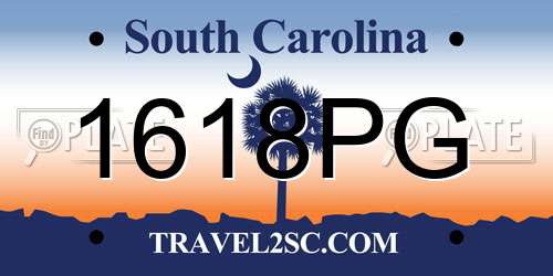 1618PG South Carolina License Plate