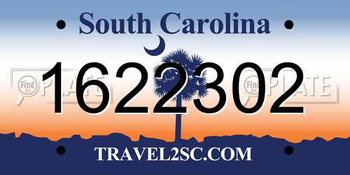 1622302 South Carolina License Plate