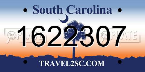 1622307 South Carolina License Plate