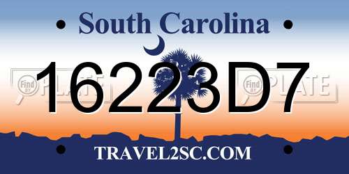 16223D7 South Carolina License Plate