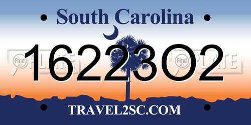 16223O2 South Carolina License Plate
