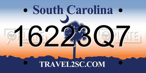 16223Q7 South Carolina License Plate