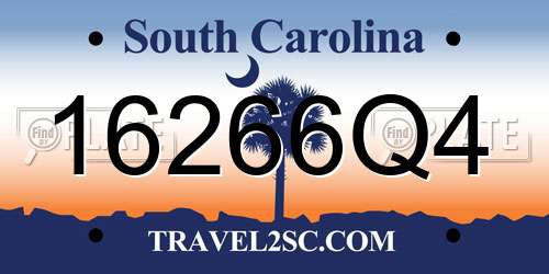 16266Q4 South Carolina License Plate