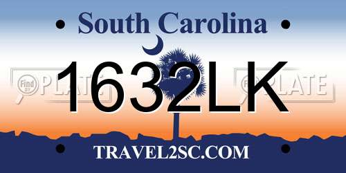 1632LK South Carolina License Plate