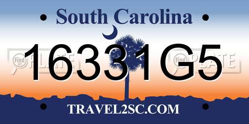 16331G5 South Carolina License Plate
