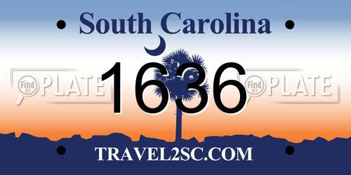 1636 South Carolina License Plate