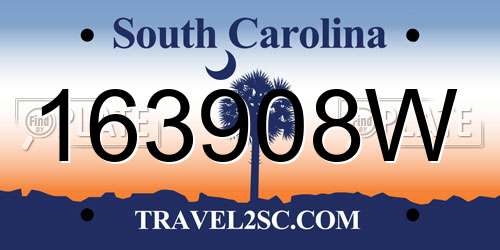 163908W South Carolina License Plate