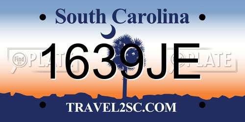 1639JE South Carolina License Plate